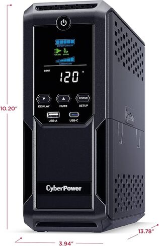 CyberPower CP1350AVRLCD3 Intelligent LCD UPS Battery Backup | 1350VA/815W, 12 Outlets, 2 USB Ports, AVR, Mini Tower, UL Certified in Kuwait