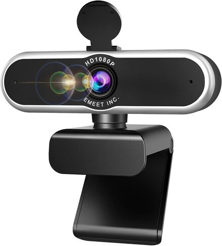1080P Webcam - USB Webcam with Microphone & Physical Privacy Cover, Noise-Canceling Mic, Auto Light Correction, EMEET C950 Ultra Compact FHD Web Cam w/ 70° View for Meeting/Online Classes/Zoom/YouTube in Kuwait