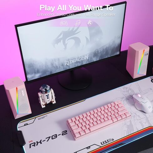 Redragon GS520 Wired 2.0 Channel Stereo Sound Desktop RGB Computer Speakers in Kuwait