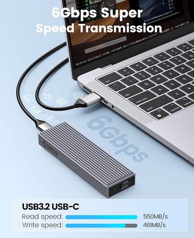 ORICO M.2 NVMe SSD Enclosure Aluminum Tool-Free Adapter, 10Gbps USB3.2 USB-C M2 Reader for M.2 PCIe NVMe M-Key 2230/2242/2260/2280 SSD, Thunderbolt 3 Compatible, External Case Support UASP Trim-BM2G2 in Saudi Arabia