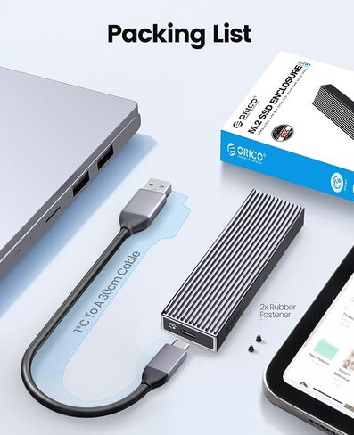 ORICO M.2 NVMe SSD Enclosure Aluminum Tool-Free Adapter, 10Gbps USB3.2 USB-C M2 Reader for M.2 PCIe NVMe M-Key 2230/2242/2260/2280 SSD, Thunderbolt 3 Compatible, External Case Support UASP Trim-BM2G2 in Saudi Arabia