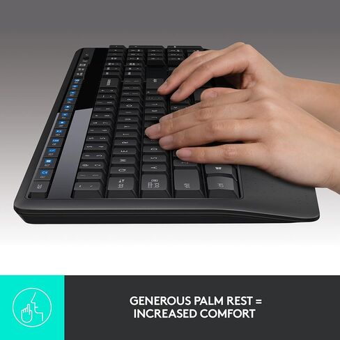 Logitech K345 Wireless Keyboard - Full-Sized Keyboard with Palm Rest, 2.4 GHz Wireless USB Receiver - for PC, Laptop in Saudi Arabia