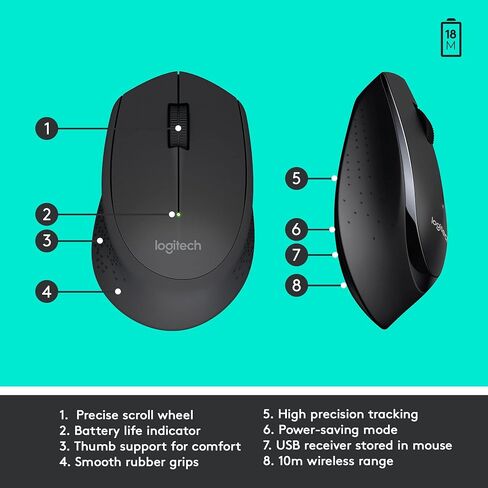 Logitech K345 Wireless Keyboard - Full-Sized Keyboard with Palm Rest, 2.4 GHz Wireless USB Receiver - for PC, Laptop in Saudi Arabia
