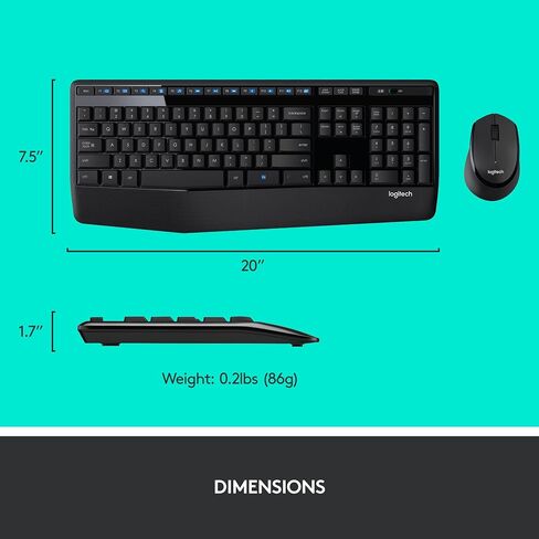 Logitech K345 Wireless Keyboard - Full-Sized Keyboard with Palm Rest, 2.4 GHz Wireless USB Receiver - for PC, Laptop in Saudi Arabia