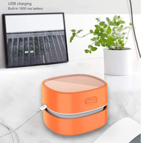 ODISTAR Mini Desktop Vacuum Cleaner for Table Dust (White AA Battery) | Up to 4 hours Endurance, 360° Rotatable, Cleans desk Dust, eraser Crumbs, Great for Home/School/Office, Ideal Kids Gift in Saudi Arabia