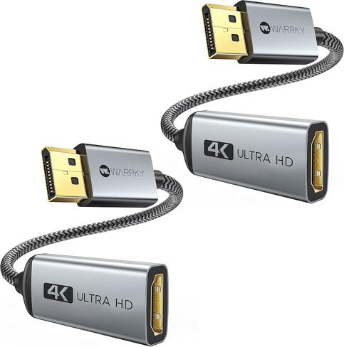 Warrky 4K DisplayPort to HDMI Adapter, Uni-Directional DP 1.2 to HDMI 2.0 | DisplayPort to HDMI Adapter Male to Female, Reinforced Anti-Break, 4K UHD Passive Uni-Directional DP to HDMI for Dell HP in Kuwait