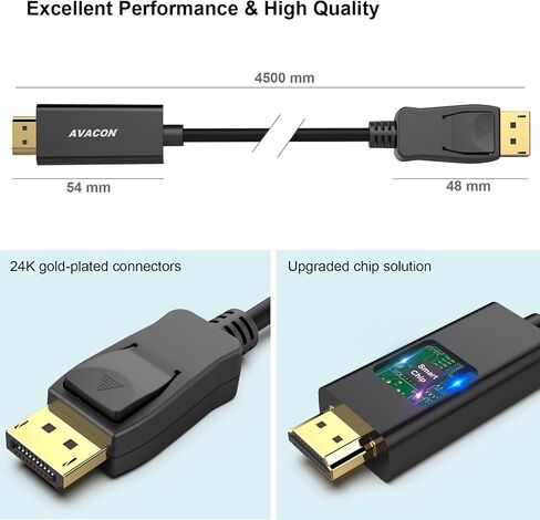 4K DisplayPort to HDMI 6 Feet Gold-Plated Cable, Uni-Directional DP 1.2 Computer to HDMI 1.4 Screen DisplayPort to HDMI Adapter Male to Male Black in Saudi Arabia