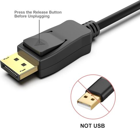 4K DisplayPort to HDMI 6 Feet Gold-Plated Cable, Uni-Directional DP 1.2 Computer to HDMI 1.4 Screen DisplayPort to HDMI Adapter Male to Male Black in Saudi Arabia