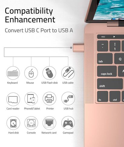 Syntech USB C to USB Adapter Pack of 2, USB 3.0 to Thunderbolt 5/4 Adapter | Compatible with MacBook Pro Air 2026, Surface, iPad, iPhone, Galaxy Notebook, XPS and More Type C Devices, Space Grey in Kuwait