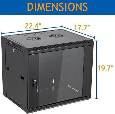12U Wall Mount Server Cabinet Network Rack Enclosure Locking Glass Door in Kuwait