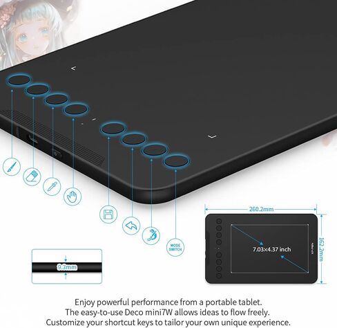 Drawing Tablet XPPen Deco mini4 Graphic Tablet Pen Tablet with 8192 Levels Pressure, 4 x 3 inch Artist Tablet 6 Shortcut Keys for Student E-Learning and Online Teaching Compatible with Chromebook in Saudi Arabia