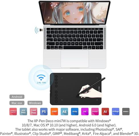 Drawing Tablet XPPen Deco mini4 Graphic Tablet Pen Tablet with 8192 Levels Pressure, 4 x 3 inch Artist Tablet 6 Shortcut Keys for Student E-Learning and Online Teaching Compatible with Chromebook in Saudi Arabia