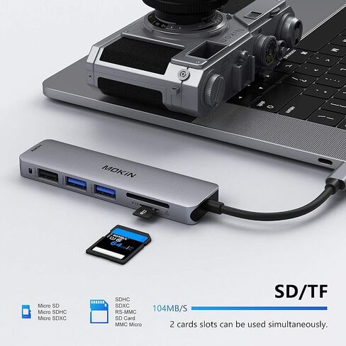 محول USB C HDMI لجهاز ماك بوك برو 2016/2017، مخرج 5 في 1 USB-C الى HDMI، قارئ بطاقات SD+MicroSD ومنفذين USB 3.0 (رمادي سبيس) in Kuwait
