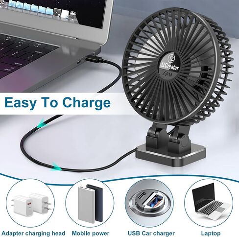JZCreater USB Desk Fan, Mini Portable Fans, 3 Speeds Desktop Table Cooling Fan, Plug in Power, Rotation Strong Wind, Quiet Personal Small for Home Office Travel Bedroom, Black Blue in Saudi Arabia