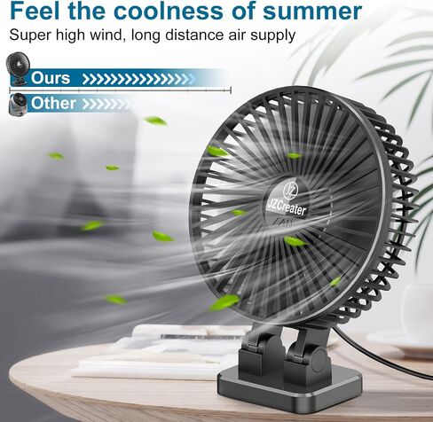 JZCreater USB Desk Fan, Mini Portable Fans, 3 Speeds Desktop Table Cooling Fan, Plug in Power, Rotation Strong Wind, Quiet Personal Small for Home Office Travel Bedroom, Black Blue in Saudi Arabia