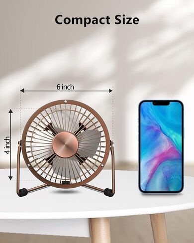 Zuvas Desk Fan Quiet Small USB Fan, Portable 4 inch Metal Fan, 2 Speed in Kuwait