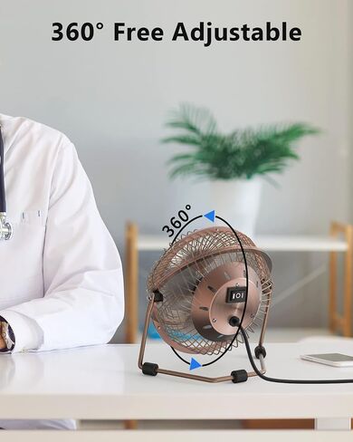 Zuvas Desk Fan Quiet Small USB Fan, Portable 4 inch Metal Fan, 2 Speed in Kuwait