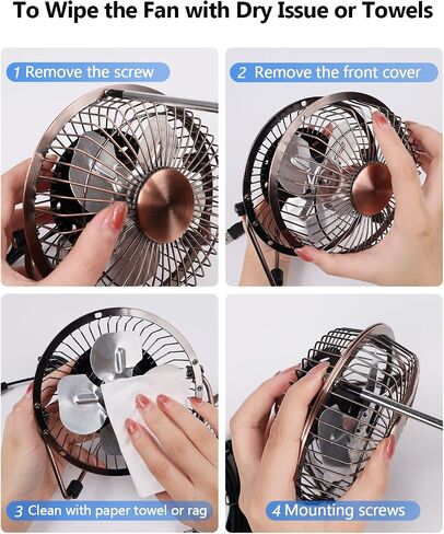 Zuvas Desk Fan Quiet Small USB Fan, Portable 4 inch Metal Fan, 2 Speed in Kuwait