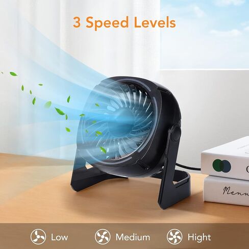 HeroPlus RGB Small USB Desk Fan, 6 Inch Small Fan with 8 Light Modes, Mini USB Fan with 3 Speeds, 60 Inch Cord, 360° Rotation, Quiet Operation, Portable Desk Fan for Rooms, Offices, Car, Travel in Kuwait