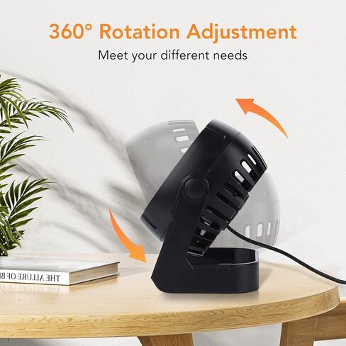 HeroPlus RGB Small USB Desk Fan, 6 Inch Small Fan with 8 Light Modes, Mini USB Fan with 3 Speeds, 60 Inch Cord, 360° Rotation, Quiet Operation, Portable Desk Fan for Rooms, Offices, Car, Travel in Kuwait