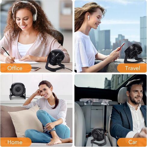 HeroPlus RGB Small USB Desk Fan, 6 Inch Small Fan with 8 Light Modes, Mini USB Fan with 3 Speeds, 60 Inch Cord, 360° Rotation, Quiet Operation, Portable Desk Fan for Rooms, Offices, Car, Travel in Kuwait