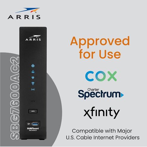 ARRIS (SB6190-RB) - Cable Modem - DOCSIS 3.0 32x8 Gigabit Modem, [Check with your provider for compatibility]1 Gbps Port, 800 Mbps Max Speed, 2 Year Warranty -Renewed in Kuwait