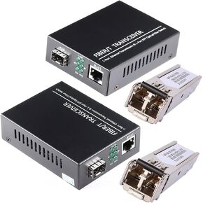 A Pair of 1.25G/s Bidi Gigabit Multi-Mode Fiber Ethernet Media Converter with 2PCS Bidi SFP LC Dual Transceiver Module Included, 10/100/1000Base-Tx to 1000Base-SX SMF RJ45 to SFP Slot up to 550M in Saudi Arabia