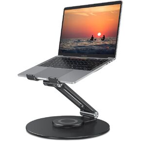 OMOTON Adjustable Laptop Stand for Desk 360° Rotating Base up to 17" Silver in Saudi Arabia
