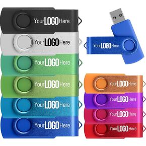 Custom USB Flash Drive 64GB 3.0 5 Pack, Customize USB Drives 64 GB Print with Logo Text or Image Customized Thumb Drives as Branded Favorsd, Branding Made with JBOS Personalized USB Sticks