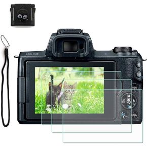 Screen Protector Compatible with Canon EOS M50/200D Digital SLR Camera Tempered Glass Cover Protect Full Cover Edge to Edge Anti-Bubble Scratch-Resistant,with Briquettes Hot Shoe Anti-Drop Belt(3 Pack) in Saudi Arabia