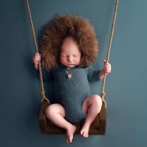 M&G House Newborn Photography Props Swing Prop Wooden Swing Seats Baby Photo Props Wooden Prop Swing Baby Photoshoot Props Newborn Photography Accessory(Wood Color, 4 Wings 6 Red Hearts)