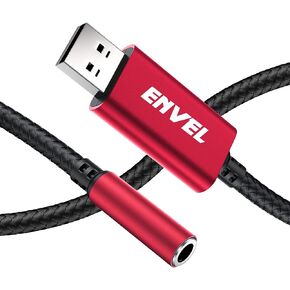 USB to 3.5mm Audio Adapter, External Stereo Sound Card | Dual TRS 3-Pole 3.5mm Headphone and Microphone Jack for PS4/PS5/PC/Laptop, Built-in Chip Mic-Supported Headphone Adapter in Saudi Arabia
