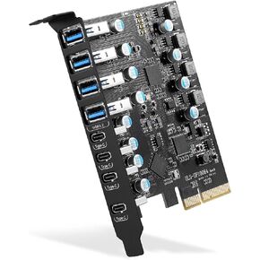 بطاقة منفذ USB PCIe من ييليا 8 منافذ 10 جيجا في الثانية عرض النطاق PCI Express (4X USB C-4x USB A) بطاقة التوسع ، USB إلى منفذ الملحقات الإضافية يدعم الكمبيوتر المكتبي ويندوز 7/8/10/لينكس وماك OS in Kuwait