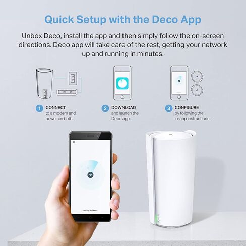 TP-Link Deco AXE5400 Tri-Band WiFi 6E Mesh Router(Deco XE75 Pro) - 2.5G WAN/LAN Port, 2 x Gigabit LAN Ports, Covers up to 2900 Sq.Ft, Replaces WiFi Router and Extender, AI-Driven Mesh, New 6GHz Band in Kuwait