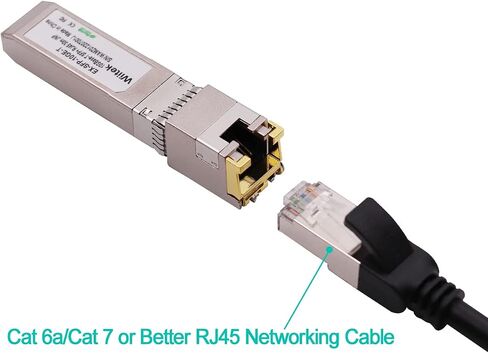 وحدات Wiitek SFP+ إلى RJ45 النحاسية، جهاز إرسال واستقبال 10GBase-T متوافق مع Cisco SFP-10G-T-X، Ubiquiti، Netgear، Mikrotik، Unifi (Cat 6a/7 أو أفضل، 30 مترًا) in Kuwait