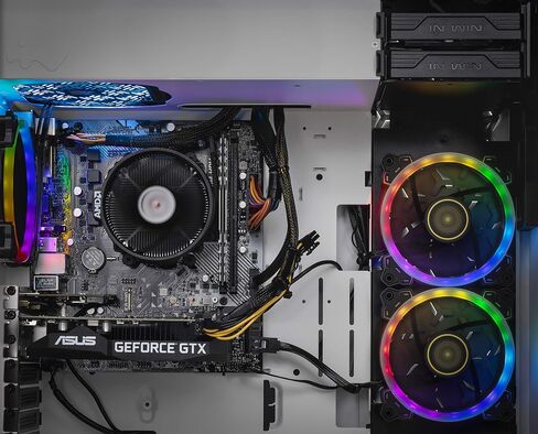 الكمبيوتر المكتبي للألعاب Skytech Shiva II - AMD Ryzen 7 5700X 3.4 جيجا هرتز، NVIDIA RTX 4070، 1 تيرابايت NVME SSD، 16 جيجابايت DDR4 RAM 3200، 650 واط ذهبي PSU، 240 مم AIO، 11AC Wi-Fi، Windows 11 Home 64 بت، أبيض in Kuwait