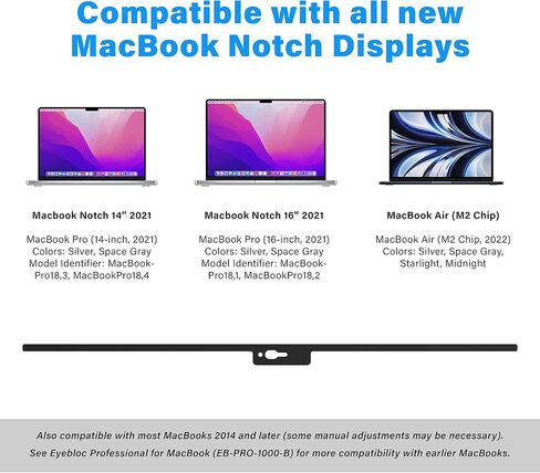 Webcam Cover for MacBook and MacBook Pro Models- Professional Edition – Patented Magnetic Slider Design, Safe Screen Closure, Ambient Light Sensor Compatible in Saudi Arabia