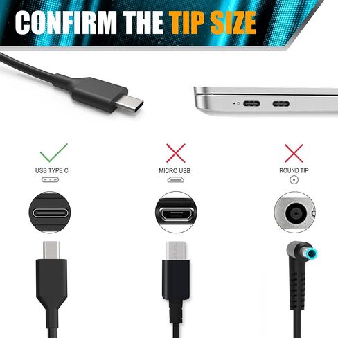 Universal Chromebook Charger USB C for 65W 45W Hp USB-C Laptop Charger,Replacement for Lenovo Thinkpad/Yoga,Dell Chromebook 3100,Latitude 5420,Asus,Samsung,Acer,Google Series Type C Power Adapter Cord in Saudi Arabia