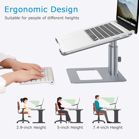 BoYata Laptop Stand, Ergonomic Aluminum Height Adjustable Computer Stand Laptop Holder for Desk, Compatible with MacBook Pro/Air, Dell, Lenovo, HP, Samsung, More Laptops 11-17" (Black) in Saudi Arabia