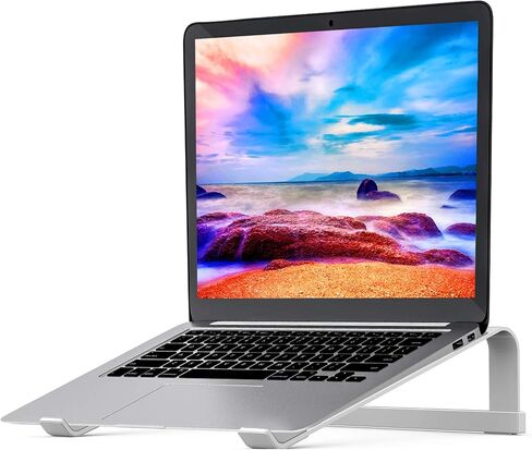 LENRUE Laptop Stand for Desk，Stable MacBook Pro Stand，Ergonomic Aluminum Computer Riser for 12 13 15 16.2 inch ，Computer Cooling Stand for Mac MacBook Pro Air,HP, Dell, More PC Notebook (Silver) in Kuwait
