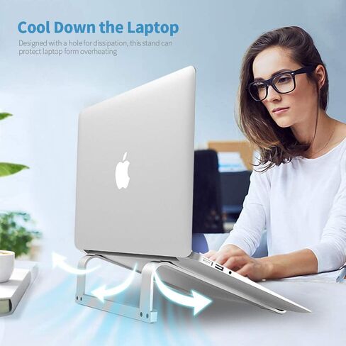 LENRUE Laptop Stand for Desk，Stable MacBook Pro Stand，Ergonomic Aluminum Computer Riser for 12 13 15 16.2 inch ，Computer Cooling Stand for Mac MacBook Pro Air,HP, Dell, More PC Notebook (Silver) in Kuwait