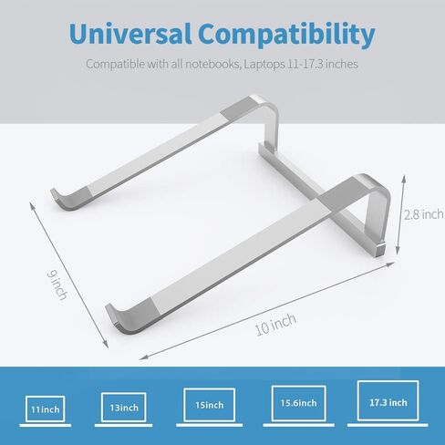 LENRUE Laptop Stand for Desk，Stable MacBook Pro Stand，Ergonomic Aluminum Computer Riser for 12 13 15 16.2 inch ，Computer Cooling Stand for Mac MacBook Pro Air,HP, Dell, More PC Notebook (Silver) in Kuwait