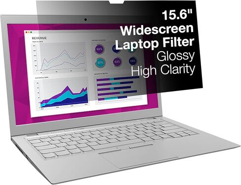 3M High Clarity Privacy Filter for 15.6 Inch Widescreen Laptop with Comply Attachment System for Flip-Share, Reversible Gloss/Gloss, Reduces Blue Light, Screen Protection (HC156W9B) in Saudi Arabia
