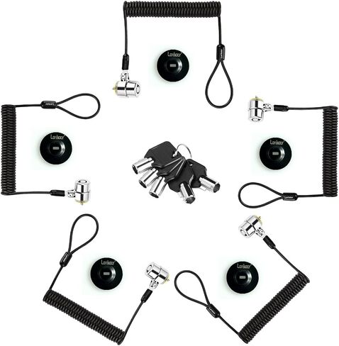 Keyed Alike 5Pack Security Hardware Cable Lock Kit,Retractable Cable Lock Portable Keyed Laptop Lock 5Keys 6.2Ft for Monitors, Laptops, MacBooks, Tablets, iPad,Mac mini, in Kuwait