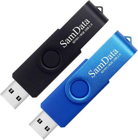 محركات أقراص فلاش USB SamData سعة 32 جيجابايت، 2 حزمة من محركات الأقراص الإبهام سعة 32 جيجابايت، محرك أقراص القفز مع ضوء LED للتخزين والنسخ الاحتياطي (لونان: أسود أزرق) in Kuwait