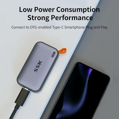 SSK External SSD 250GB, USB C SSD External Solid State Drives up to 1050MB/s, Portable SSD USB 3.2 Gen2 for iPhone 15/Pro, Windows, Mac, Android Phones and Tablets in Saudi Arabia