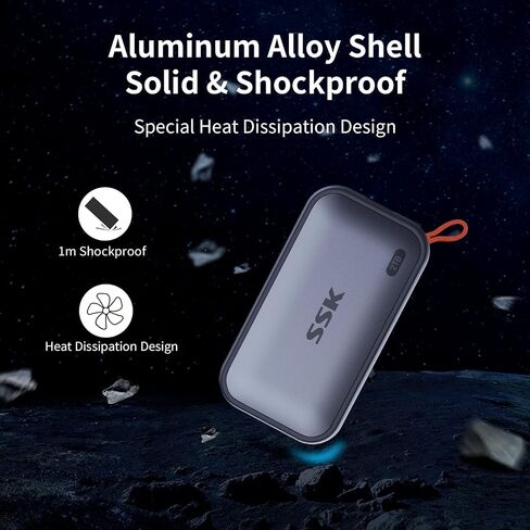 SSK External SSD 250GB, USB C SSD External Solid State Drives up to 1050MB/s, Portable SSD USB 3.2 Gen2 for iPhone 15/Pro, Windows, Mac, Android Phones and Tablets in Saudi Arabia
