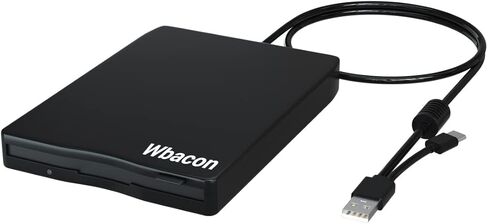 Wbacon Dual interface3.5 USB External Floppy Disk Drive Portable 1.44 MB FDD for PC Windows XP 7 8 10 11.USB3.0&Type C in Saudi Arabia
