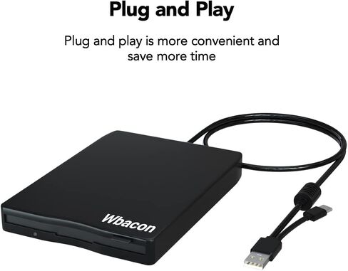 Wbacon Dual interface3.5 USB External Floppy Disk Drive Portable 1.44 MB FDD for PC Windows XP 7 8 10 11.USB3.0&Type C in Saudi Arabia