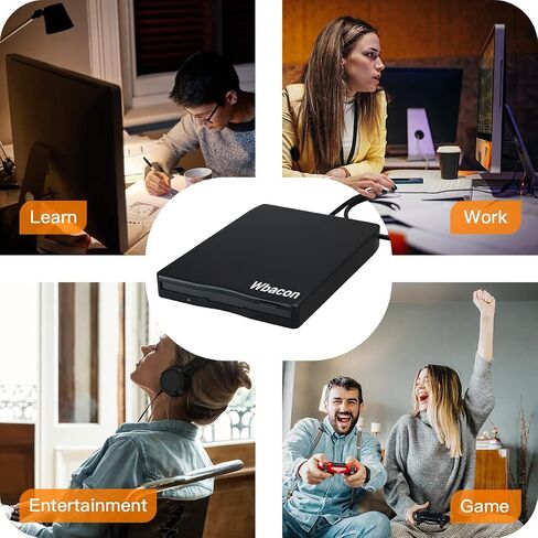 Wbacon Dual interface3.5 USB External Floppy Disk Drive Portable 1.44 MB FDD for PC Windows XP 7 8 10 11.USB3.0&Type C in Saudi Arabia